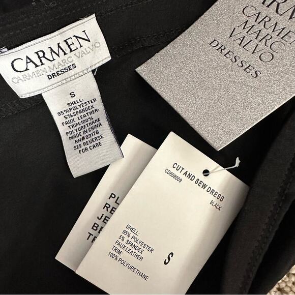 NWT Carmen Marc Valvo Cut And Sew Dress in Black One Shoulder Size Small - Picture 6 of 6